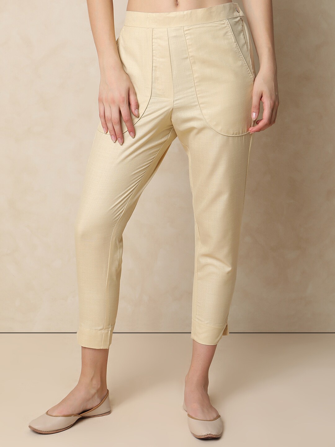 

Indifusion Women Striped Culottes Trouser, Beige