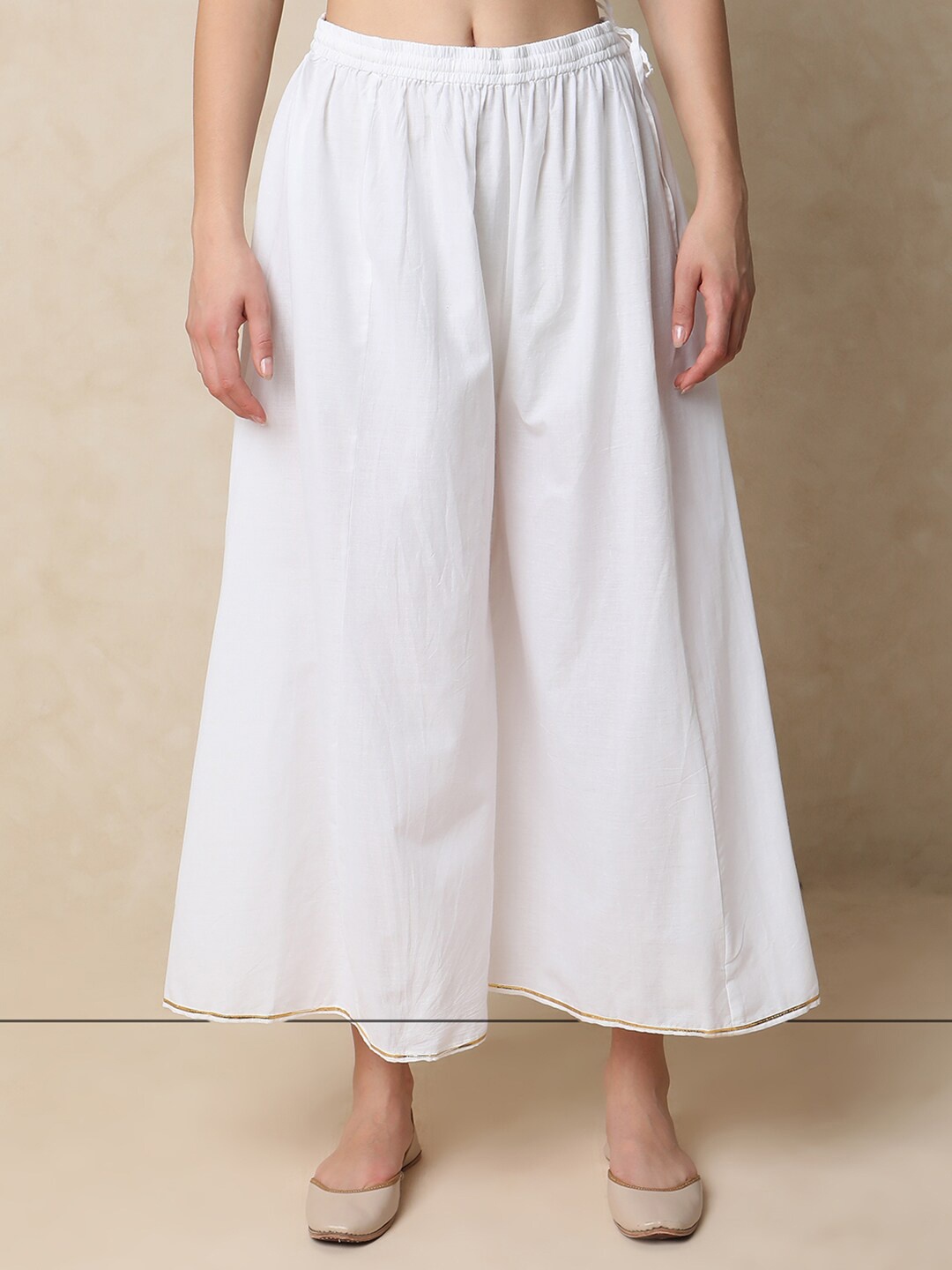 

Indifusion Women Regular Fit Flared Palazzo, White