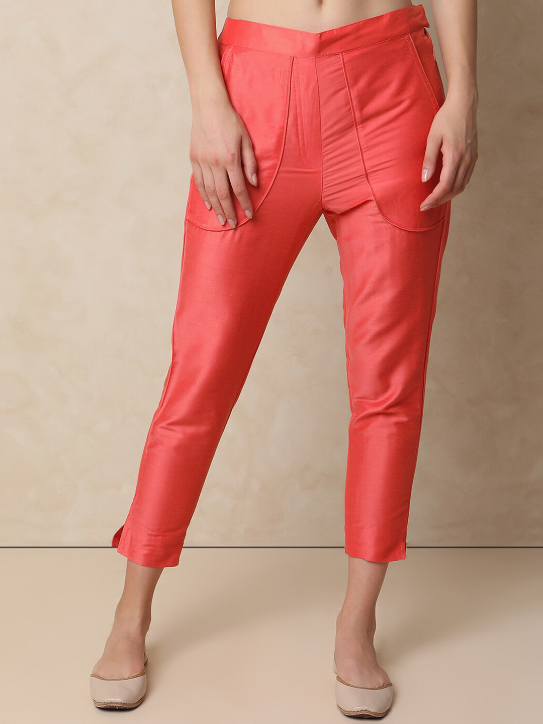 

Indifusion Women Mid-Rise Culottes Trousers, Orange