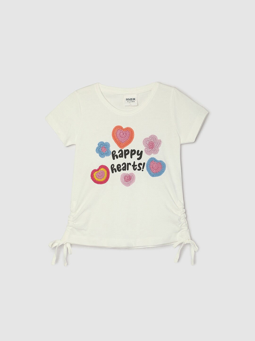 

max Girls Typography Printed Cotton Top, White