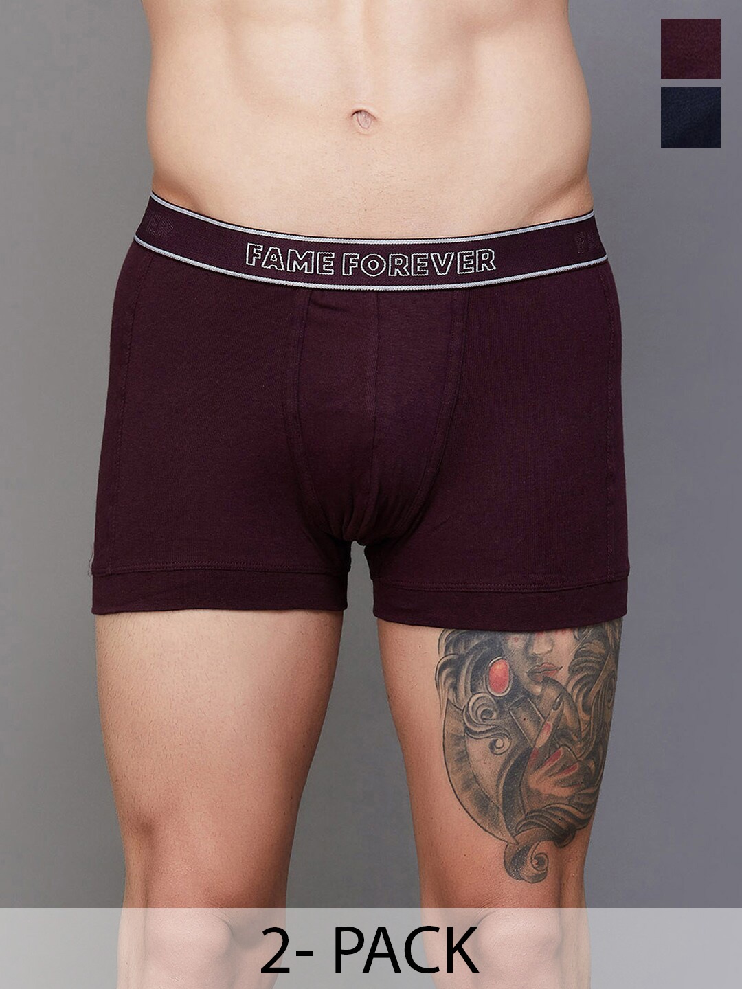 

Fame Forever by Lifestyle Pack Of 2 Cotton Trunks 1000011085830-NAVY, Blue