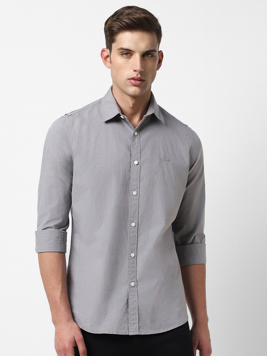 

Van Heusen Sport Spread Collar Long Sleeves Slim Fit Casual Shirt, Grey