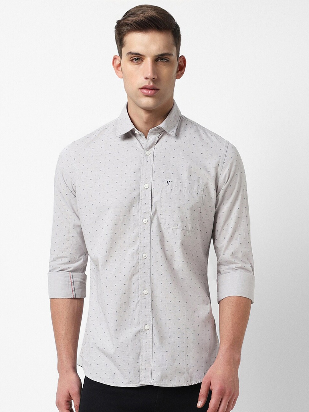 

Van Heusen Sport Slim Fit Printed Opaque Cotton Casual Shirt, Grey