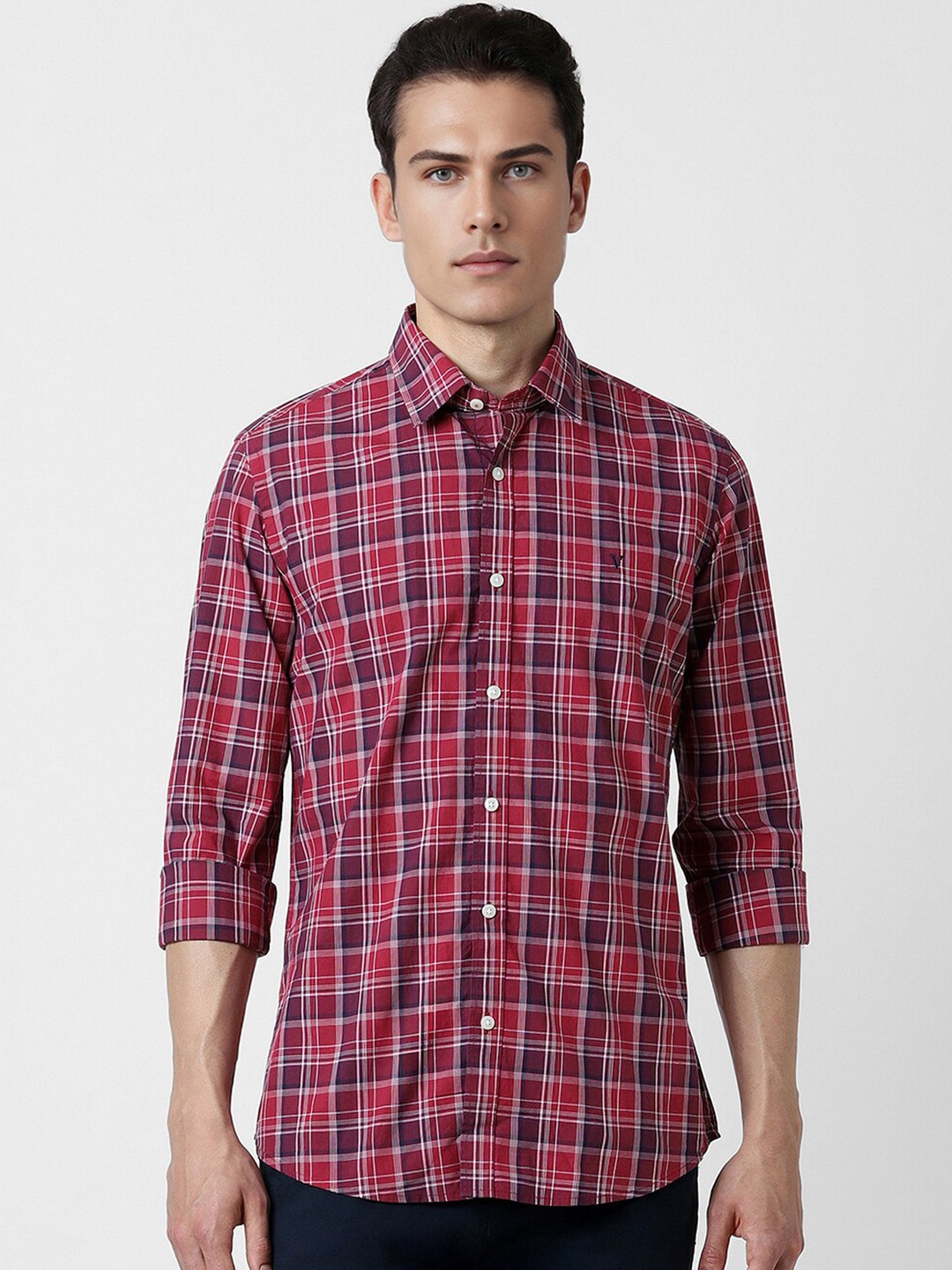 

Van Heusen Sport Slim Fit Checked Opaque Cotton Casual Shirt, Red