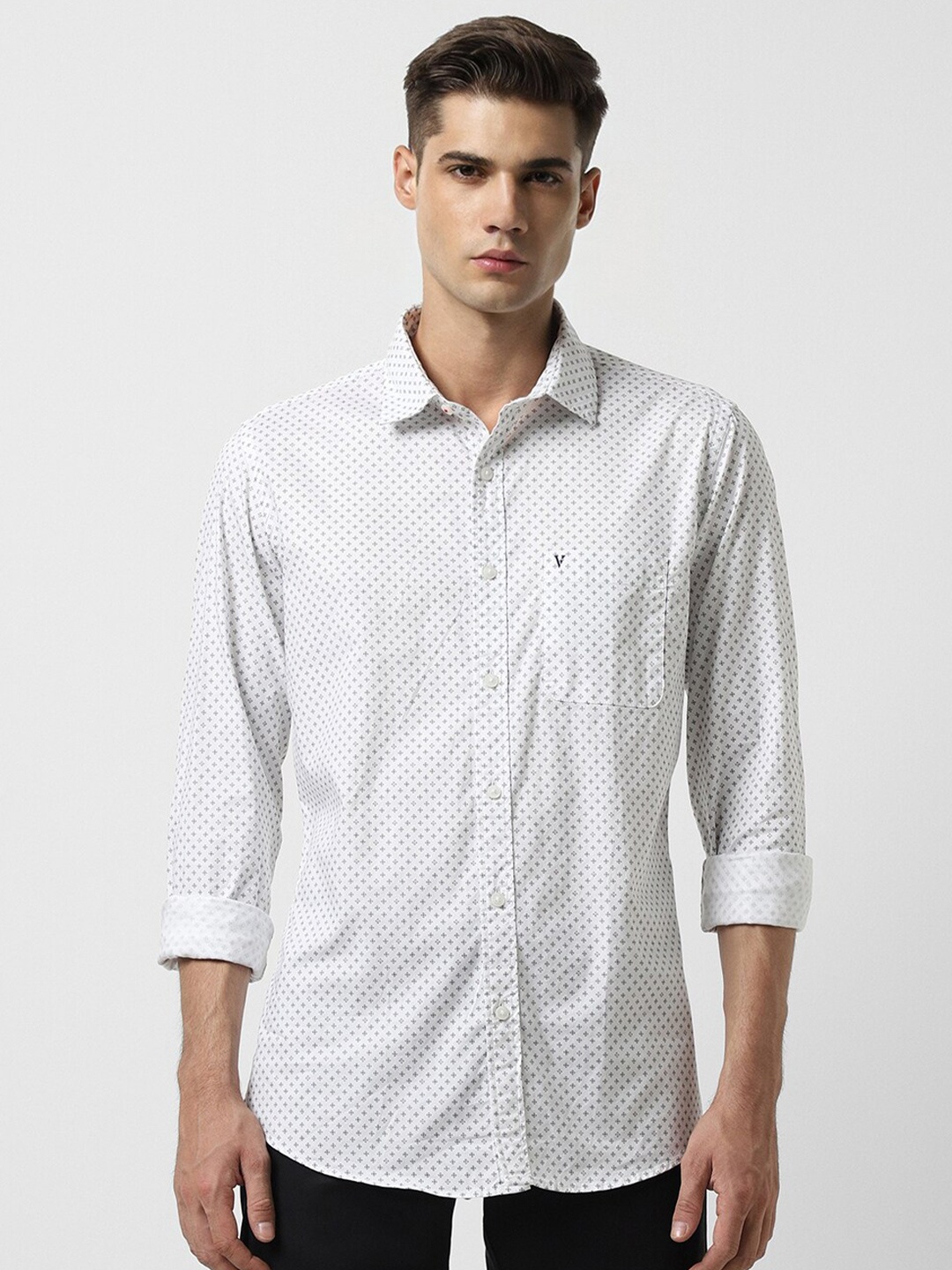 

Van Heusen Sport Printed Spread Collar Long Sleeves Slim Fit Casual Shirt, White