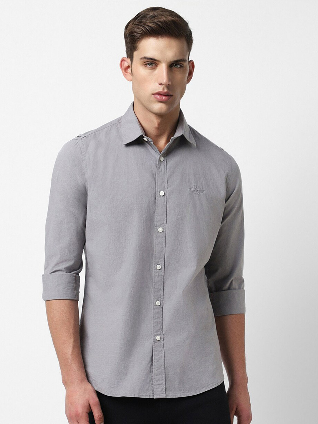 

Van Heusen Sport Slim Fit Opaque Casual Shirt, Grey
