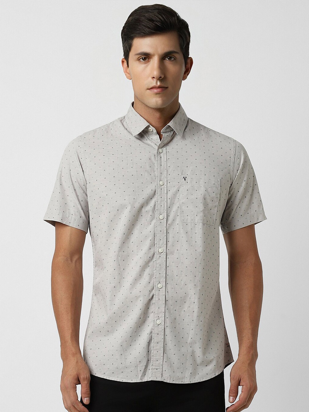 

Van Heusen Sport Slim Fit Printed Cotton Casual Shirt, Grey