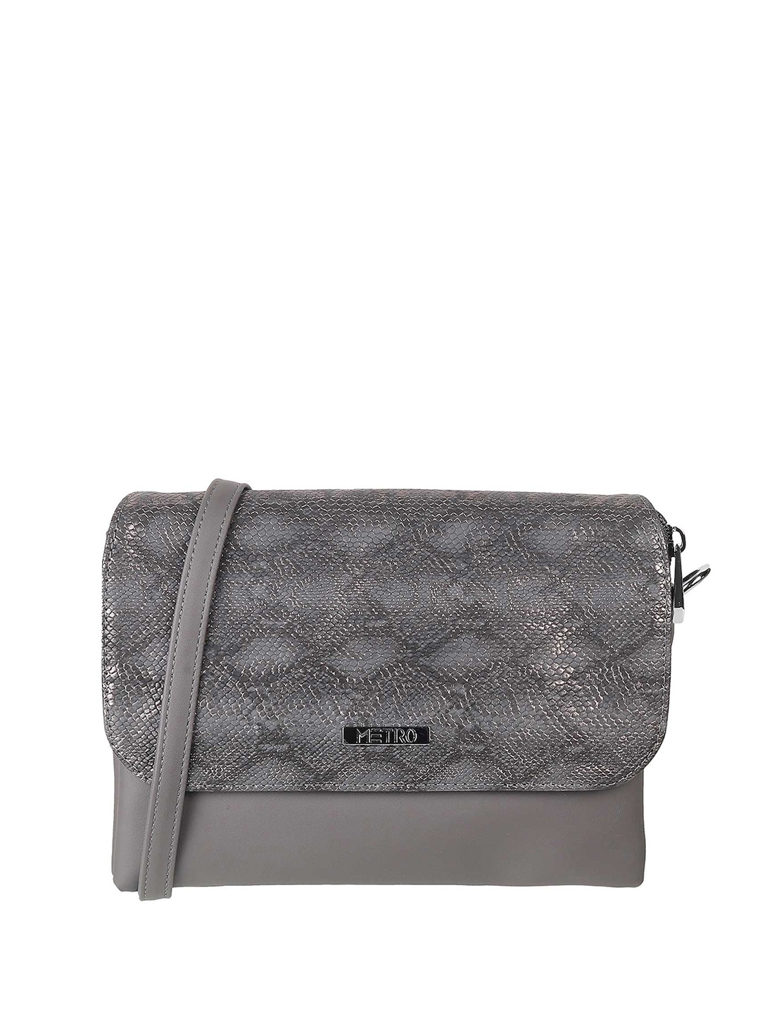 

Metro Animal Printed Structured Sling Bag, Grey
