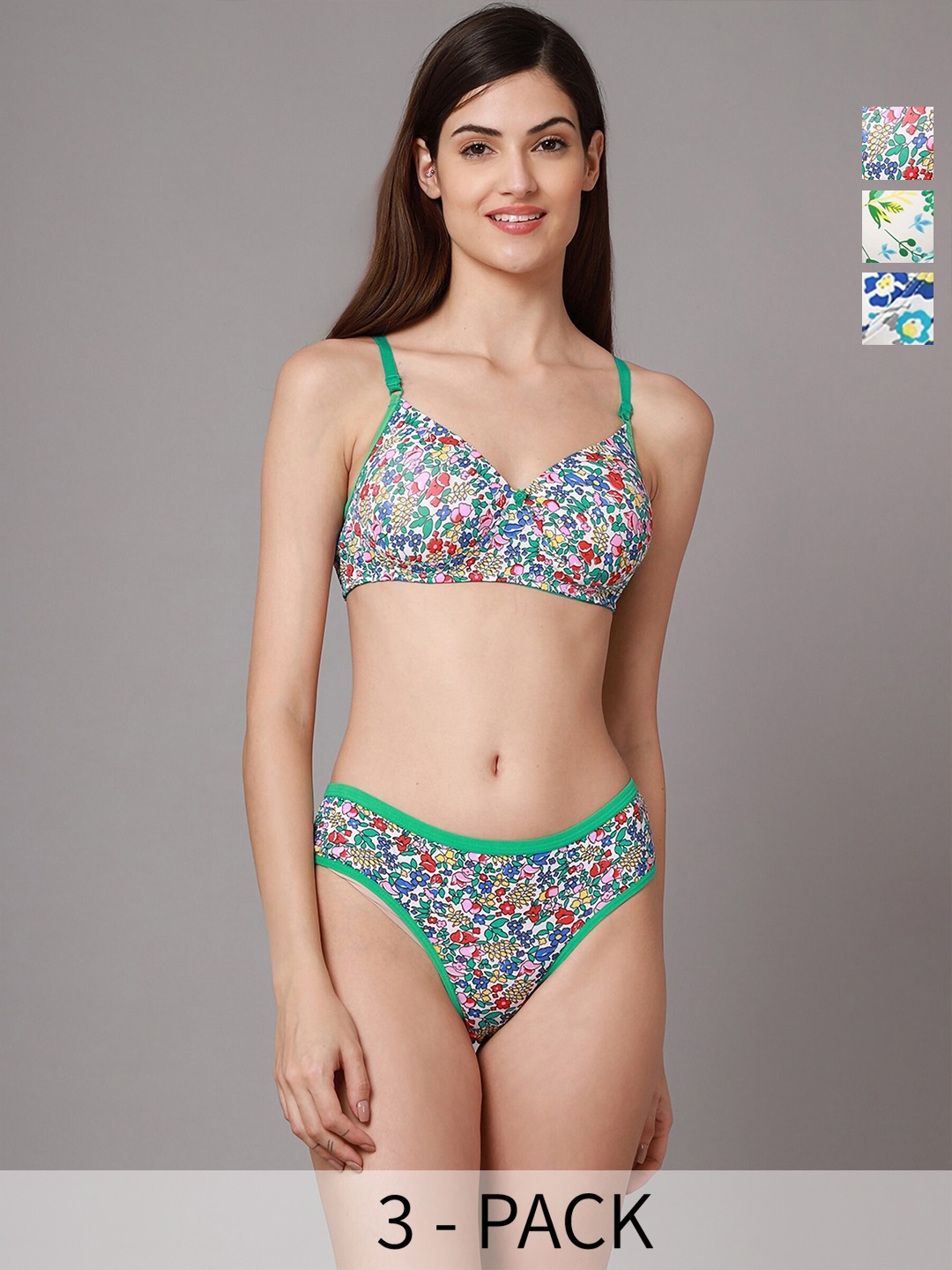 

Aamarsh Pack Of 3 Cotton Lingerie Set A_Riopd Set3, Blue