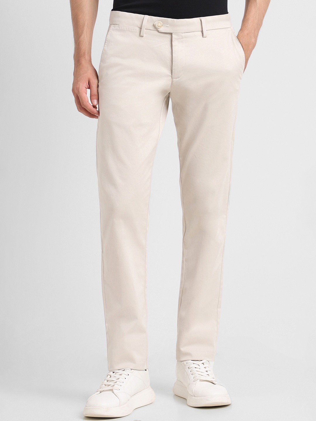 

Allen Solly Men Mid-Rise Slim Fit Trousers, Beige