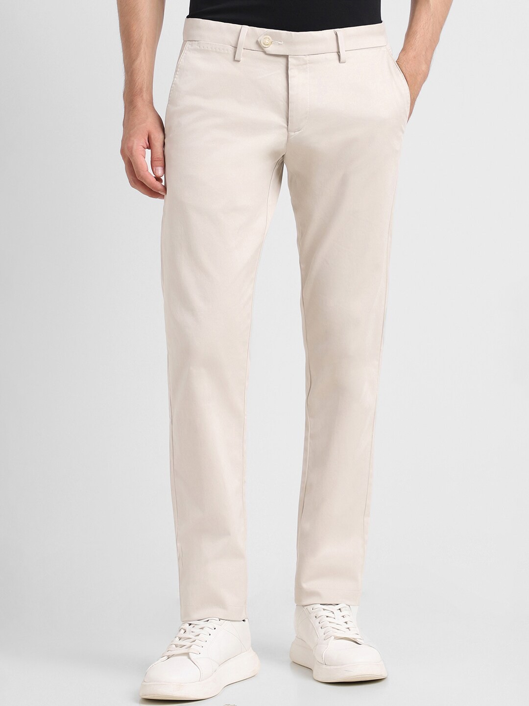 

Allen Solly Men Slim Fit Mid-Rise Trousers, Beige