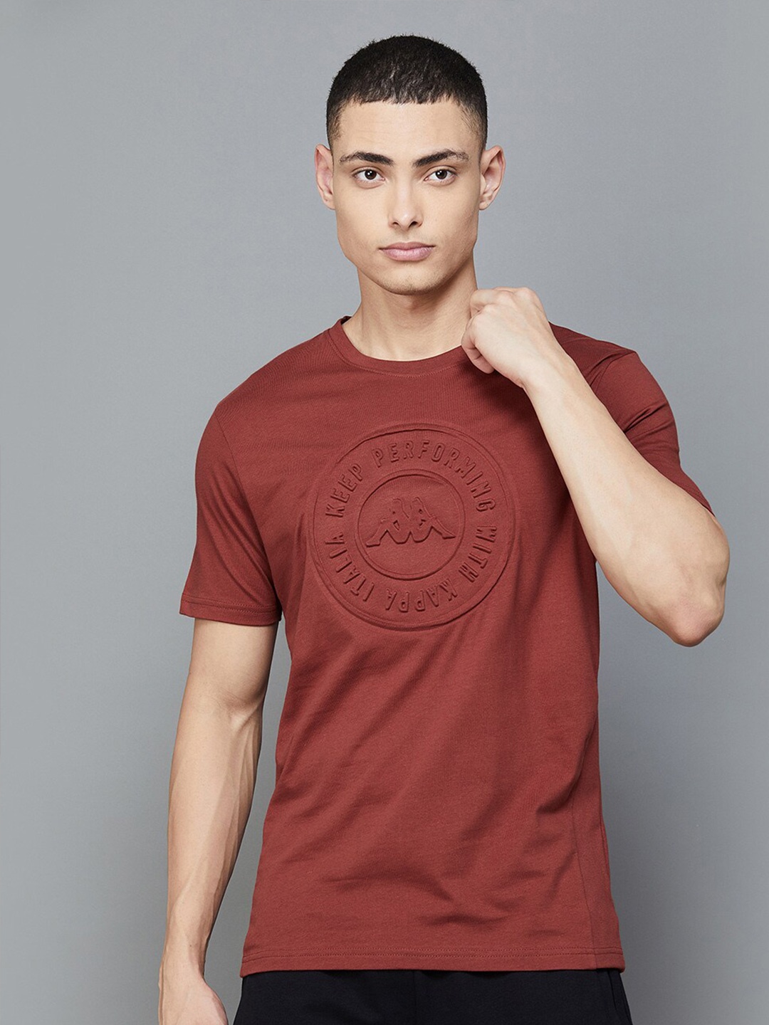 

Kappa Round Neck Cotton T-shirt, Rust
