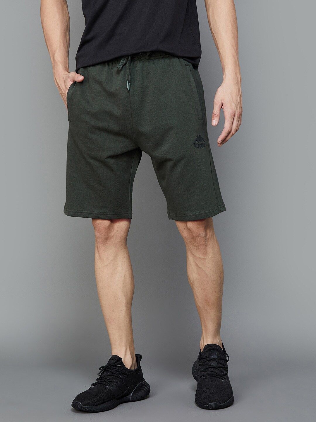 

Kappa Men Mid-Rise Cotton Sports Shorts, Olive