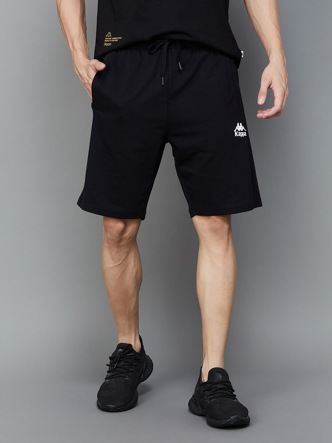 

Kappa Men Mid-Rise Cotton Sports Shorts, Black
