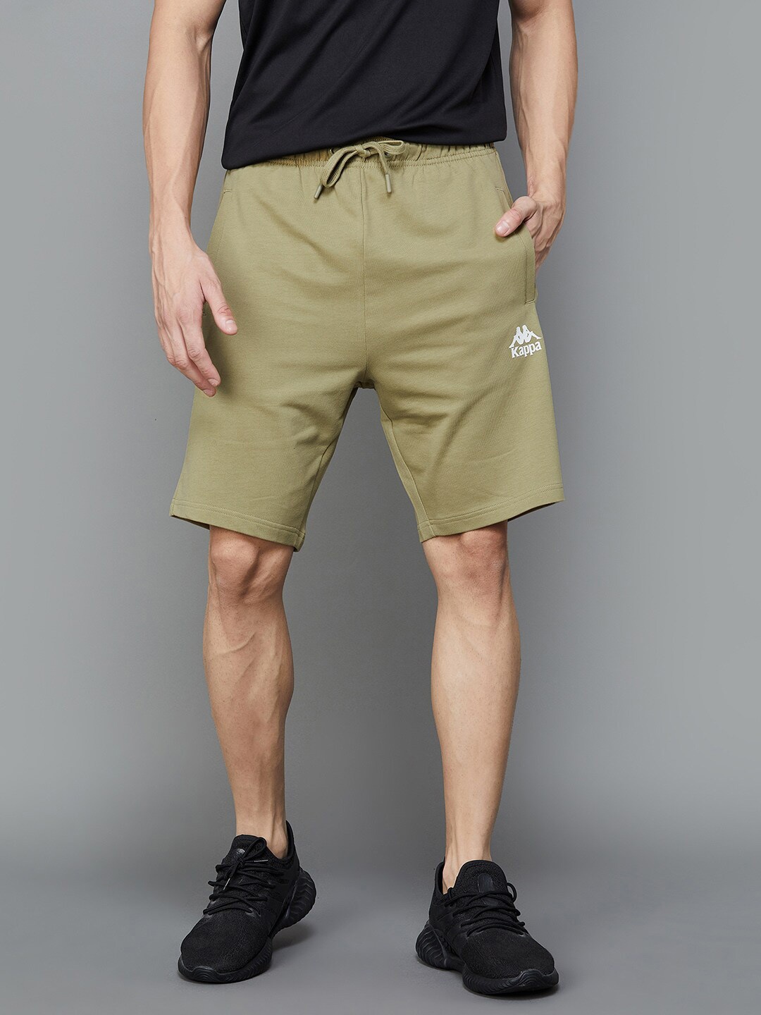 

Kappa Men Mid-Rise Cotton Shorts, Olive