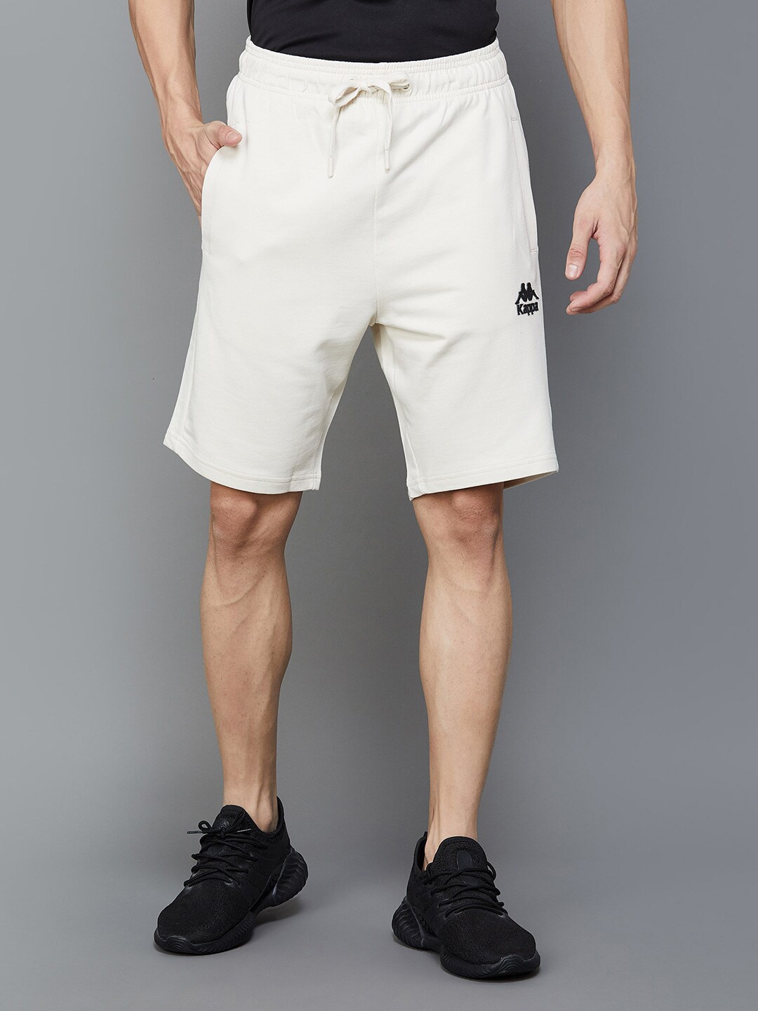 

Kappa Men Mid-Rise Cotton Sports Shorts, Off white