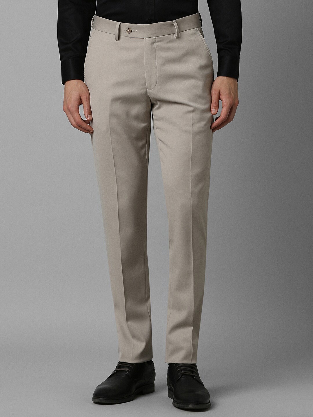 

Louis Philippe Men Mid-Rise Slim Fit Formal Trousers, Khaki