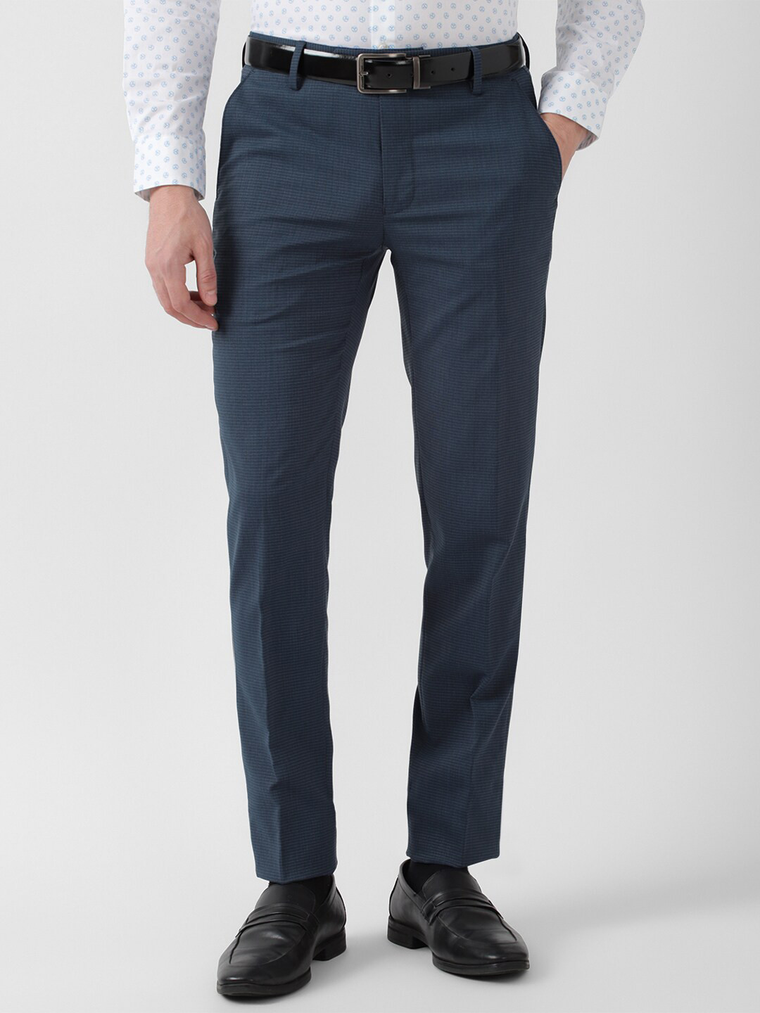 

Peter England Men Slim Fit Regular Formal Trousers, Navy blue
