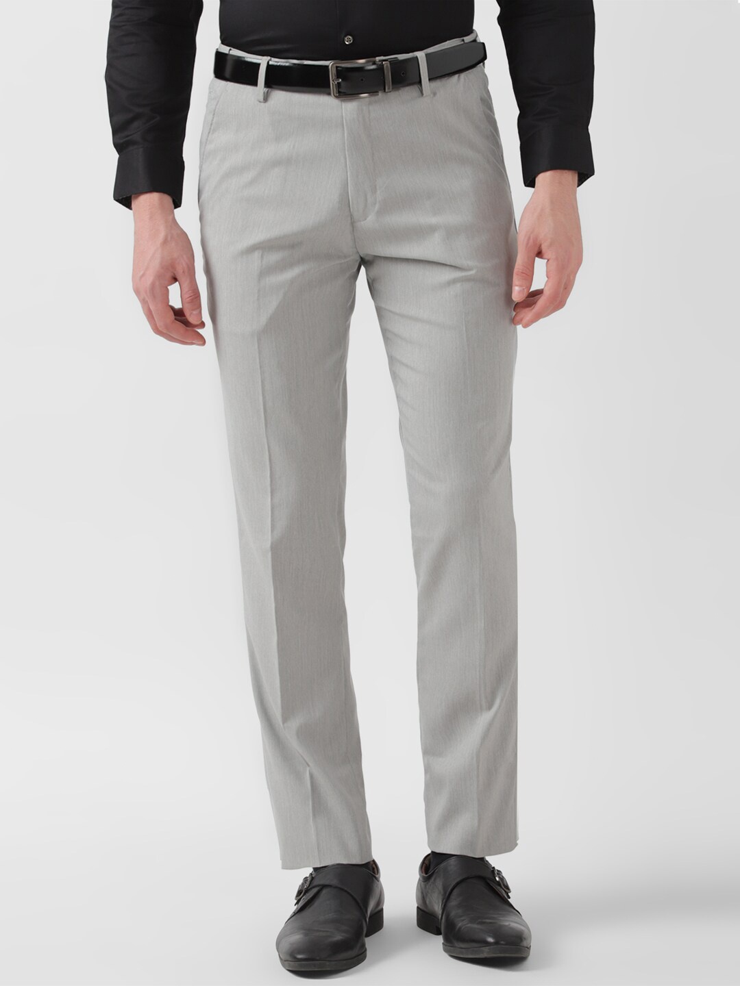 

Peter England Men Slim Fit Formal Trousers, Grey