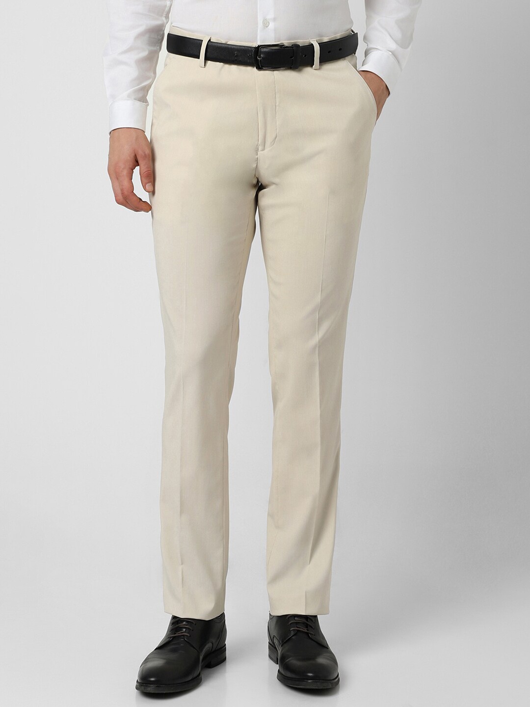 

Peter England Men Slim Fit Formal Trousers, Cream