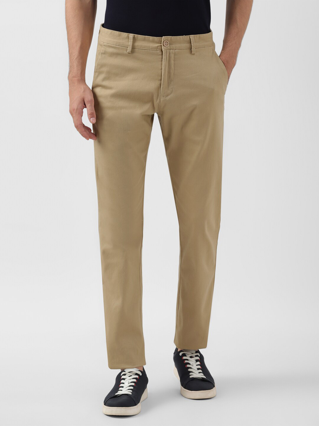 

Peter England Casuals Men Slim Fit Cotton Trousers, Beige