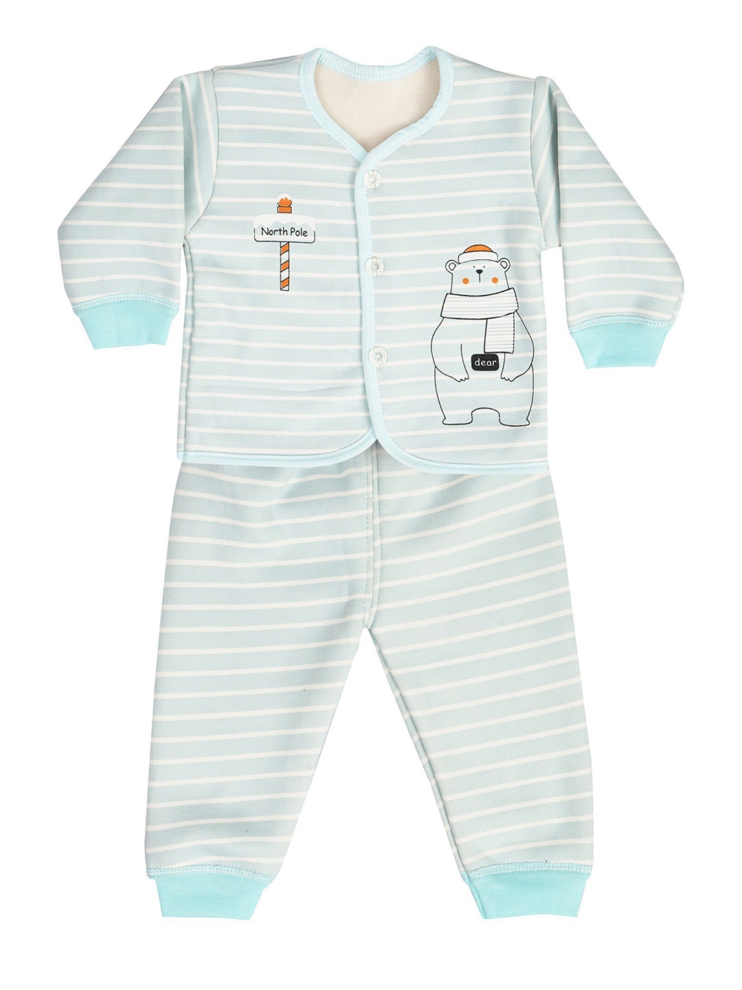 

BAESD Kids Striped Long Sleeves Night suit, Green