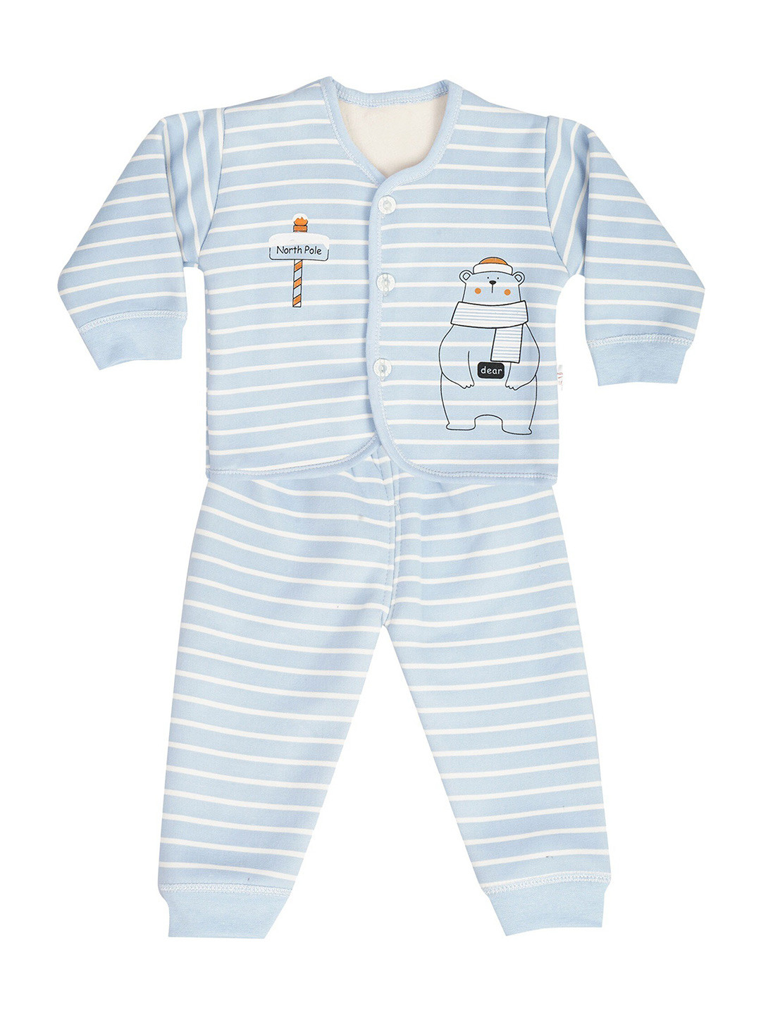 

BAESD Kids Striped Long Sleeves Night suit, Blue