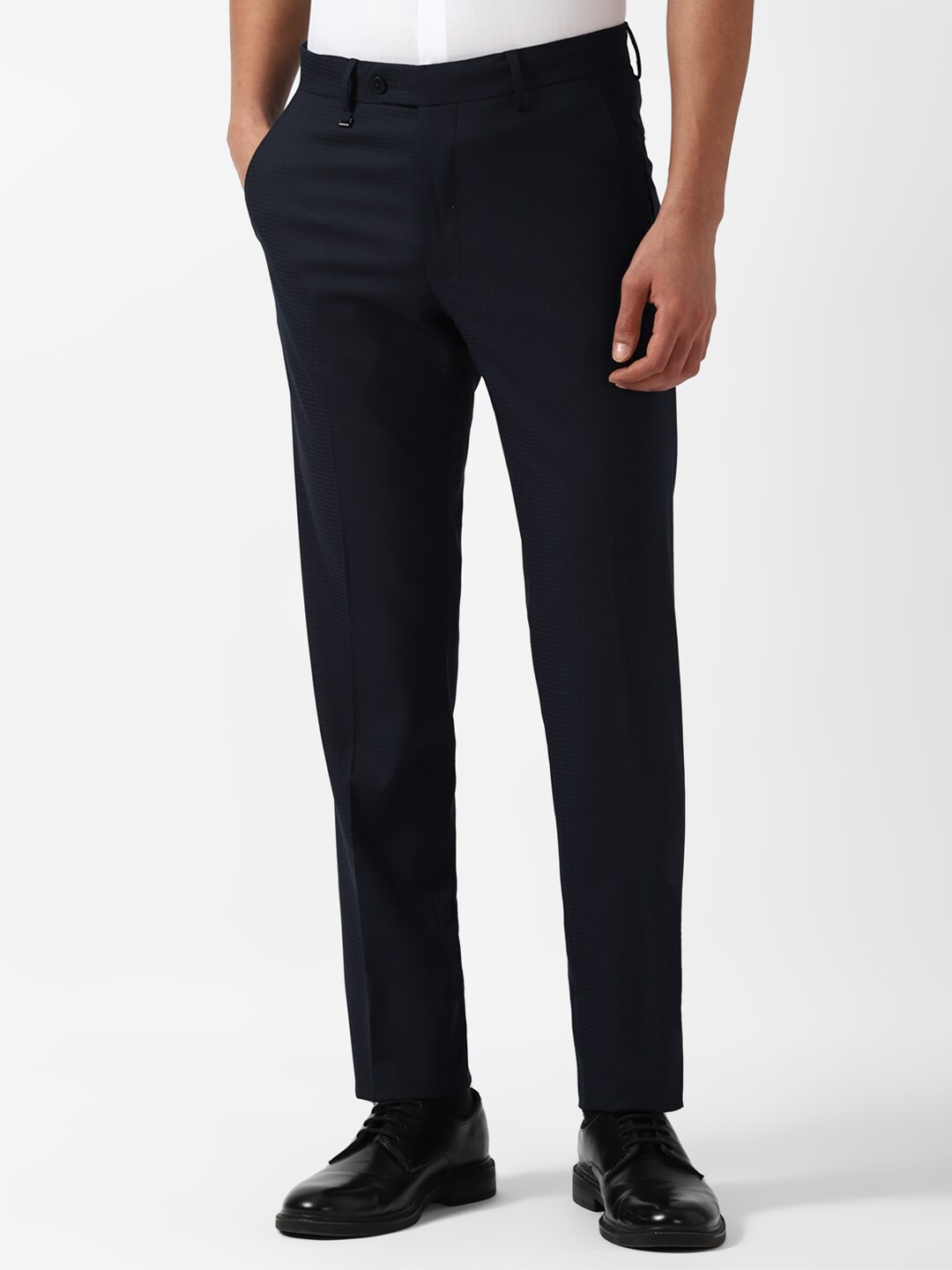

Van Heusen Formal Mid-Rise Slim Fit Trousers, Navy blue