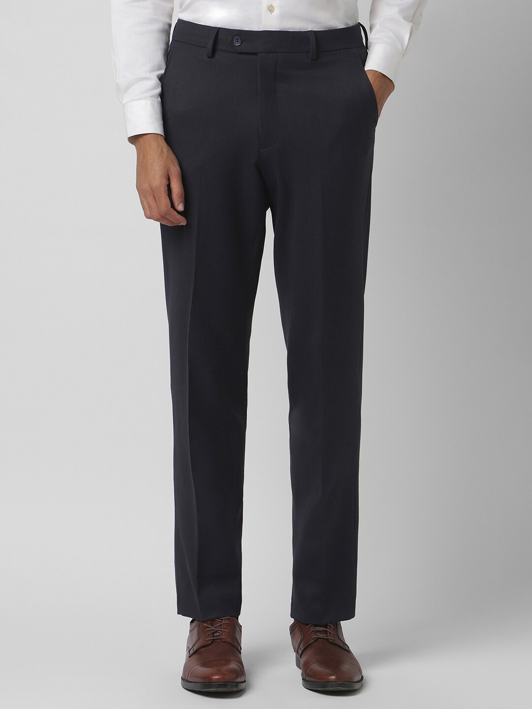 

Van Heusen Men Textured Mid-Rise Formal Trousers, Grey