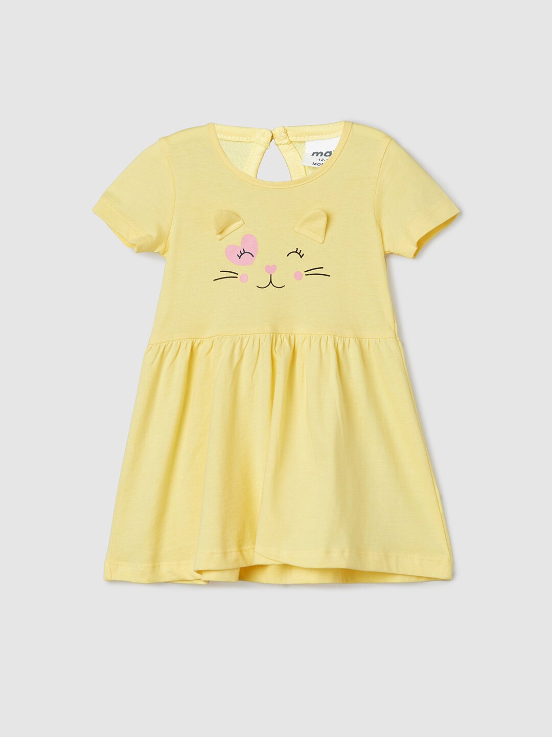 

max Girls Printed Pure Cotton A-Line Dress, Yellow