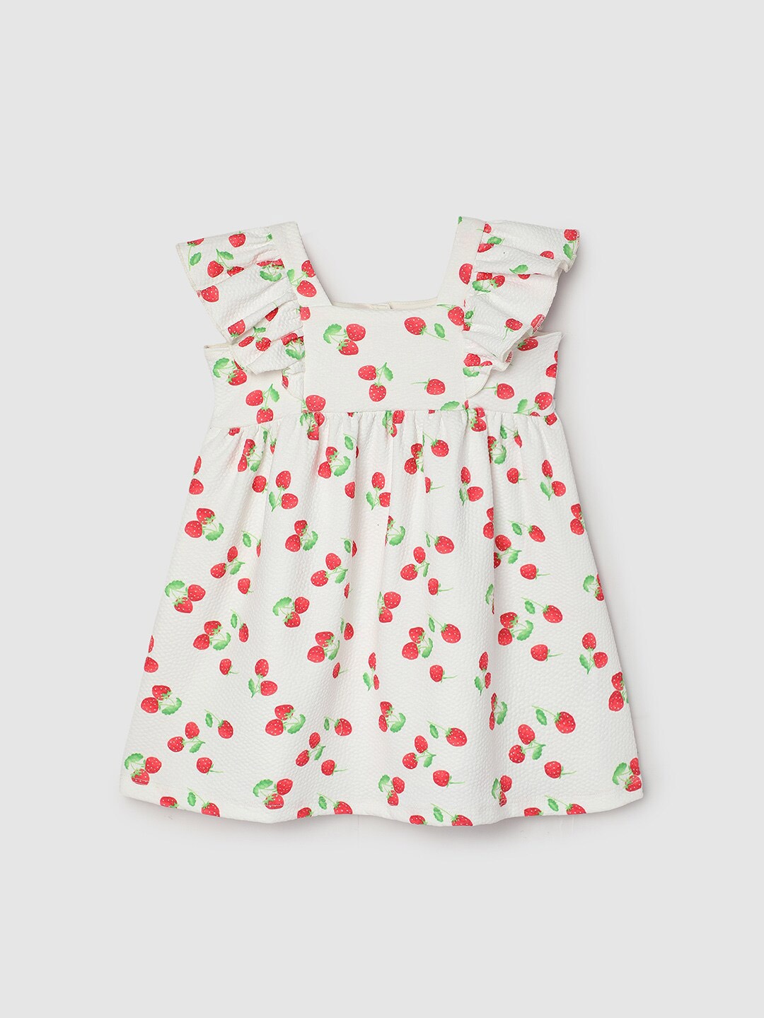 

max Girls Floral Printed Flutter Sleeve Empire Dress, White