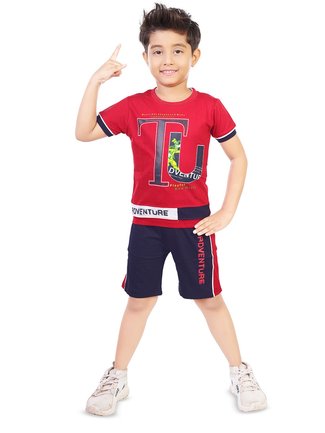 

BAESD Boys Printed T-shirt with Shorts, Red
