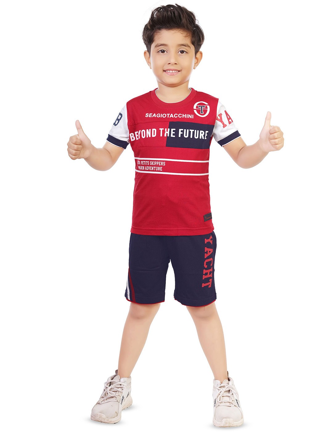 

BAESD Boys Printed T-shirt with Shorts, Red