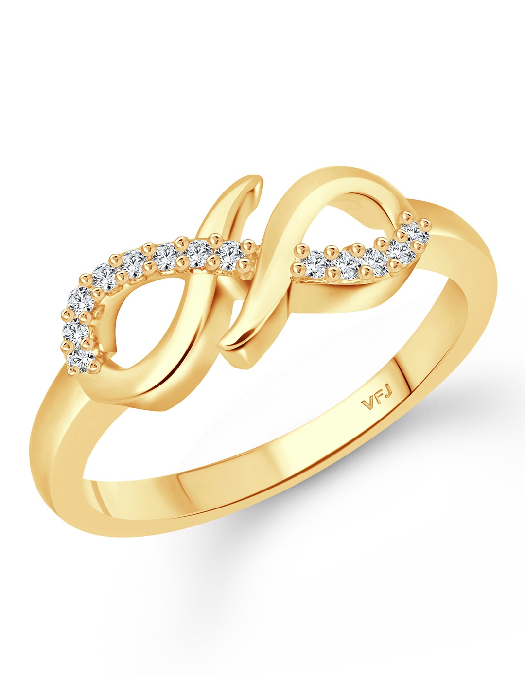 

Vighnaharta Gold-Plated Cubic Zirconia Studded Finger Ring With Rose Box