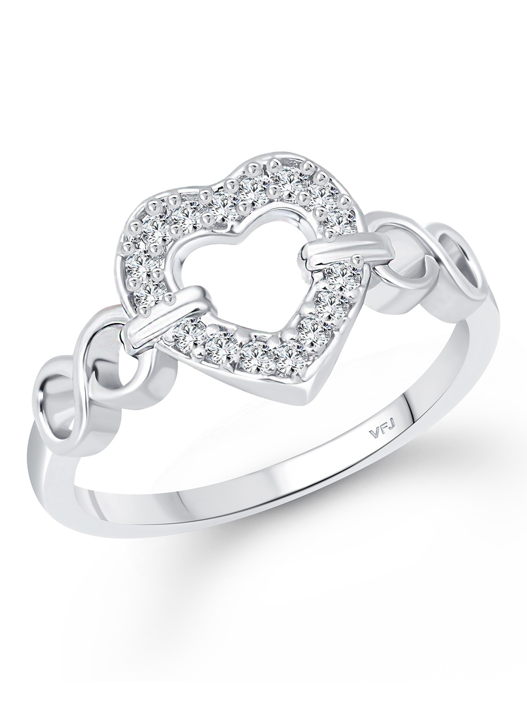 

Vighnaharta Rhodium Plated Cubic Zirconia Studded Ring With Rose Ring Box, Silver