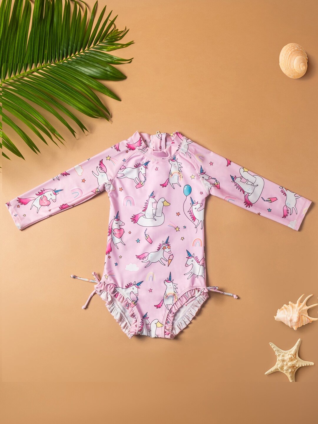 

Baby Moo Infant Girls Printed Bodysuit, Pink