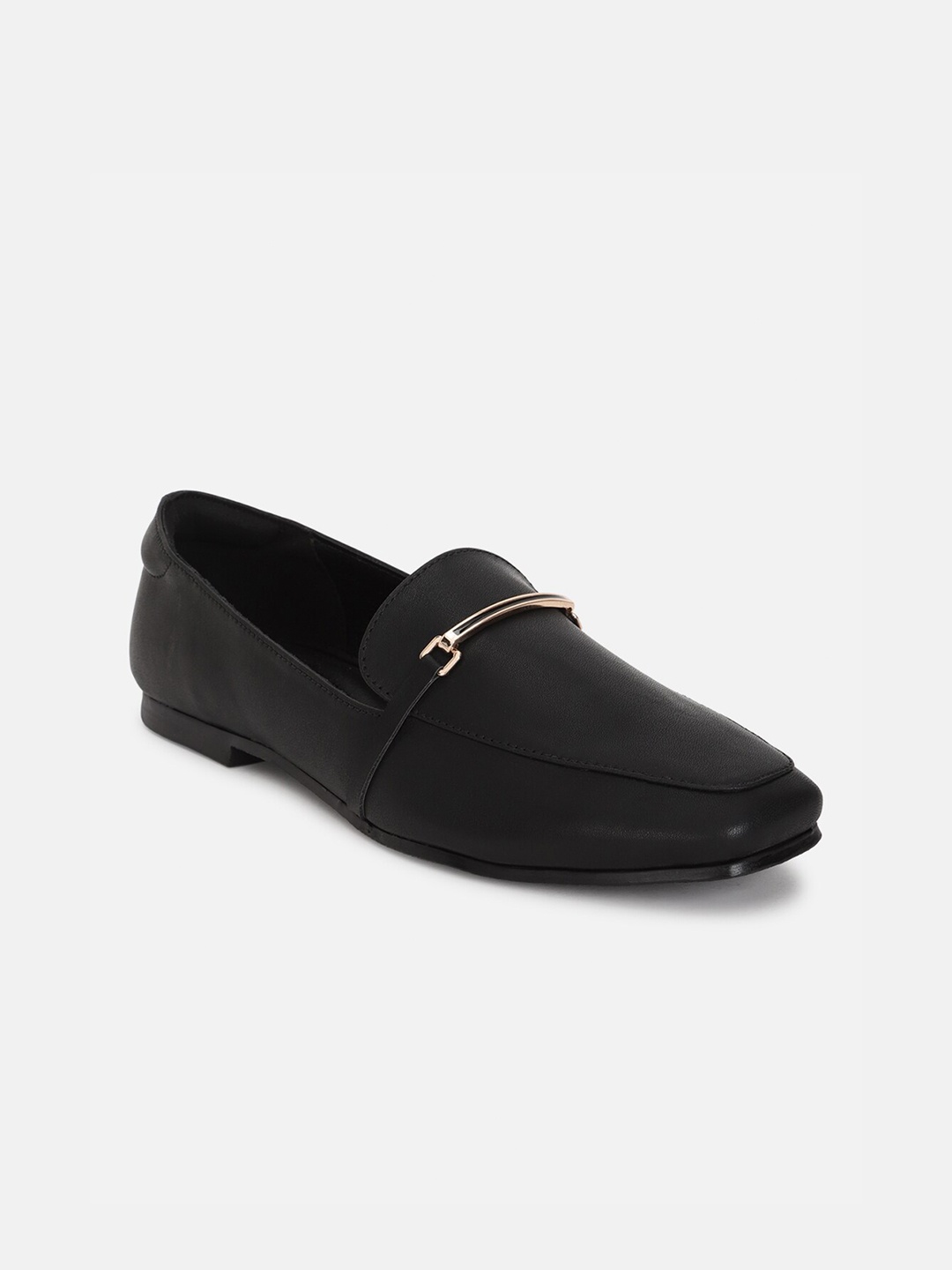 

Van Heusen Woman Textured Square Toe Comfort Insole Horsebit Loafers, Black