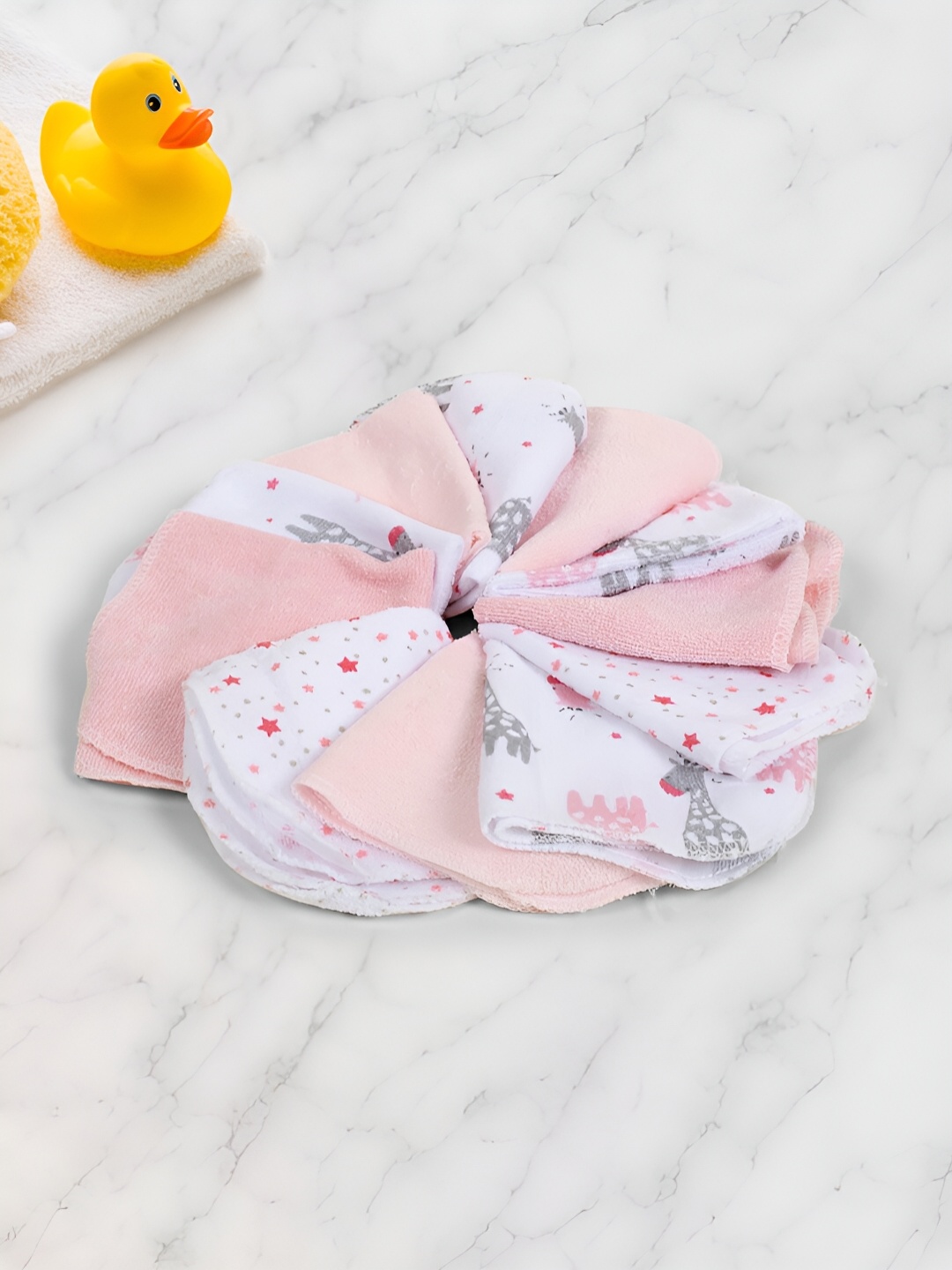 

Baby Moo White & Pink 12 Pcs Printed 110 GSM Hand Towels