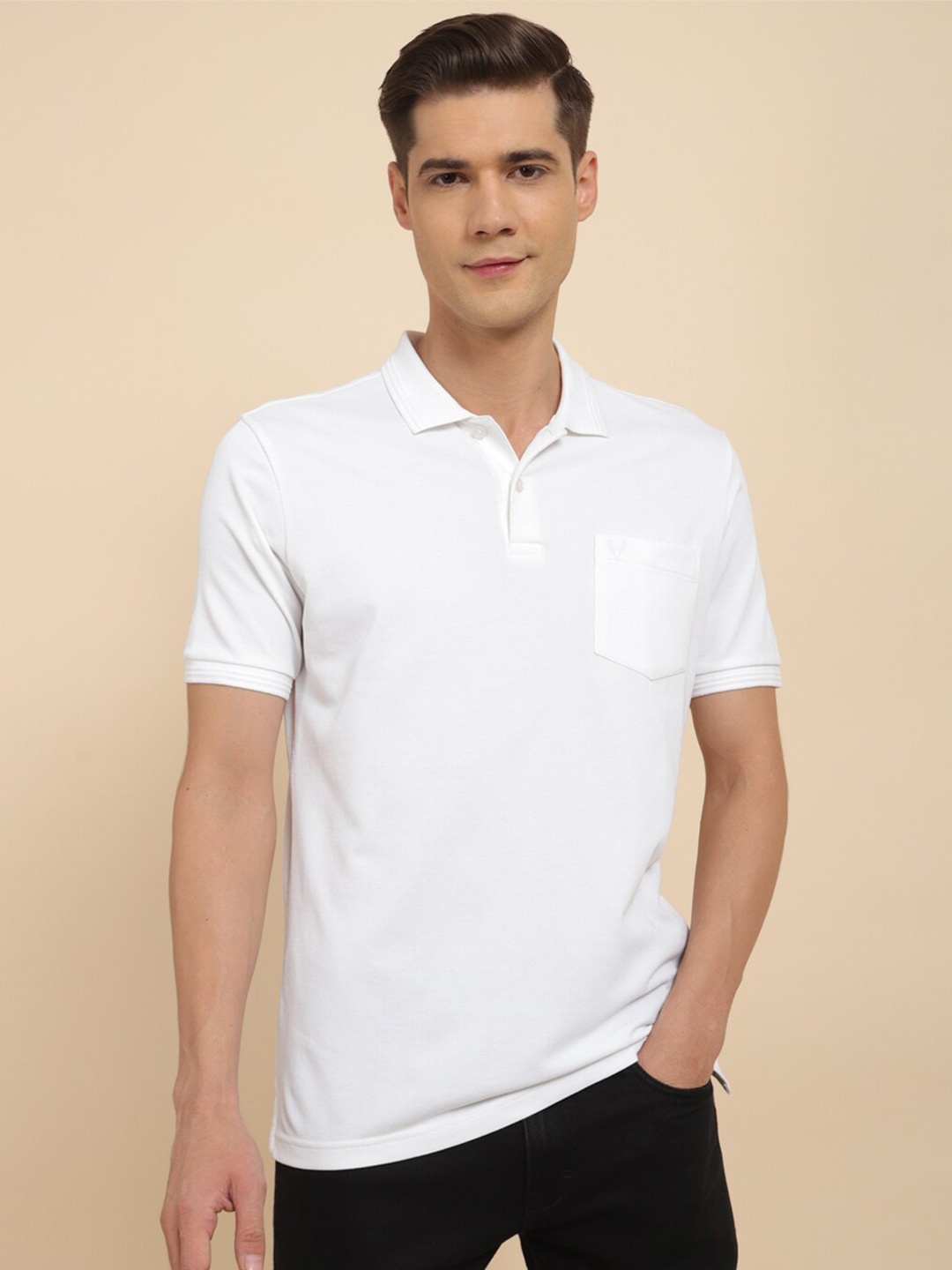 

Allen Solly Polo Collar Short Sleeves Pockets Cotton Regular T-shirt, White