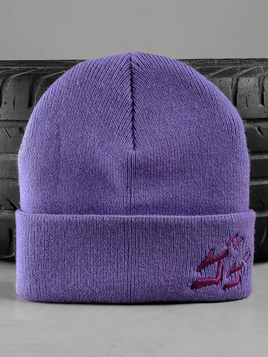

COMICSENSE Unisex Jojo Anime Embroidered Acrylic Beanie, Lavender