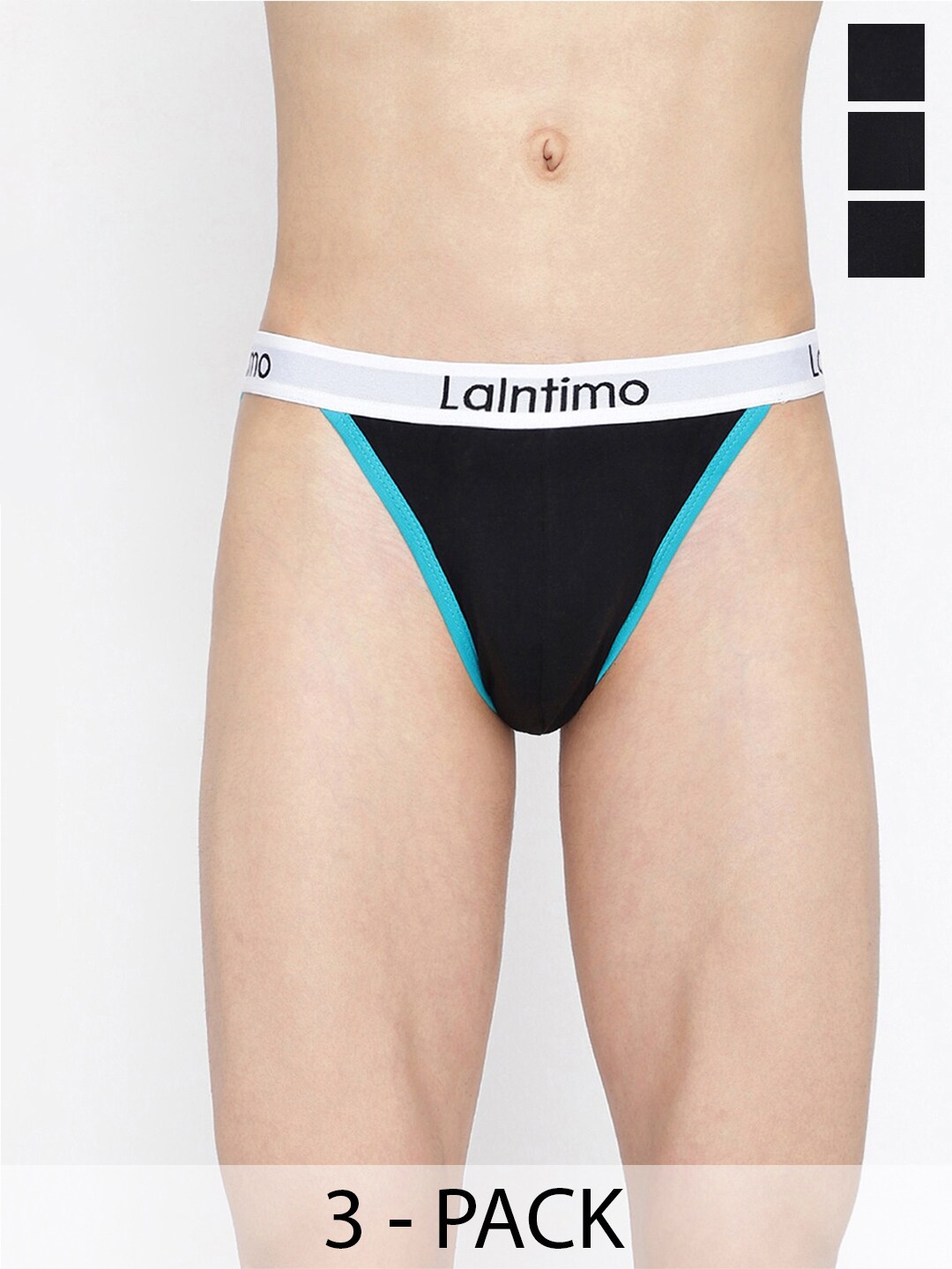

La Intimo Pack Of 3 Thigh High Anti Microbial Briefs LIBR020C, Black