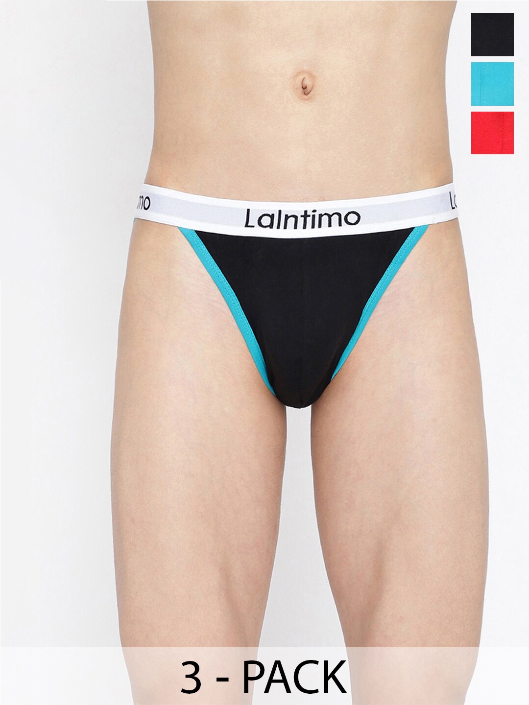 

La Intimo Pack Of 3 Colourblocked Bikini Briefs LIBR020C, Black