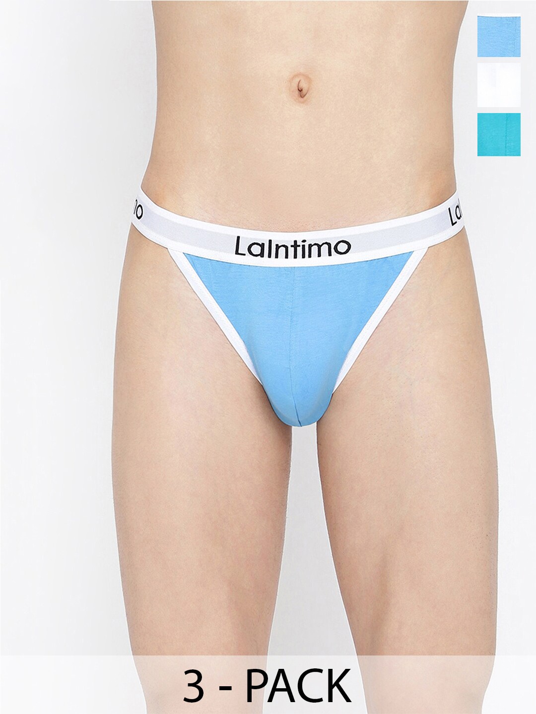 

La Intimo Pack Of 3 Colourblocked Anti Microbial Bikini Briefs LIBR020C, Blue