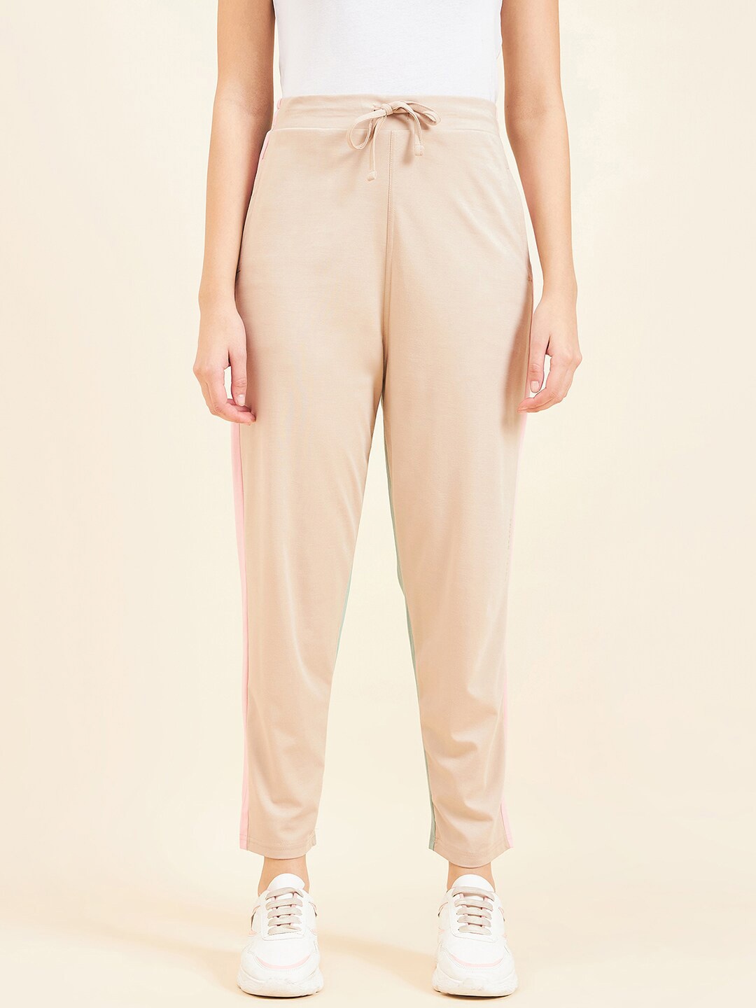 

Sweet Dreams Beige Mid-Rise Track Pants