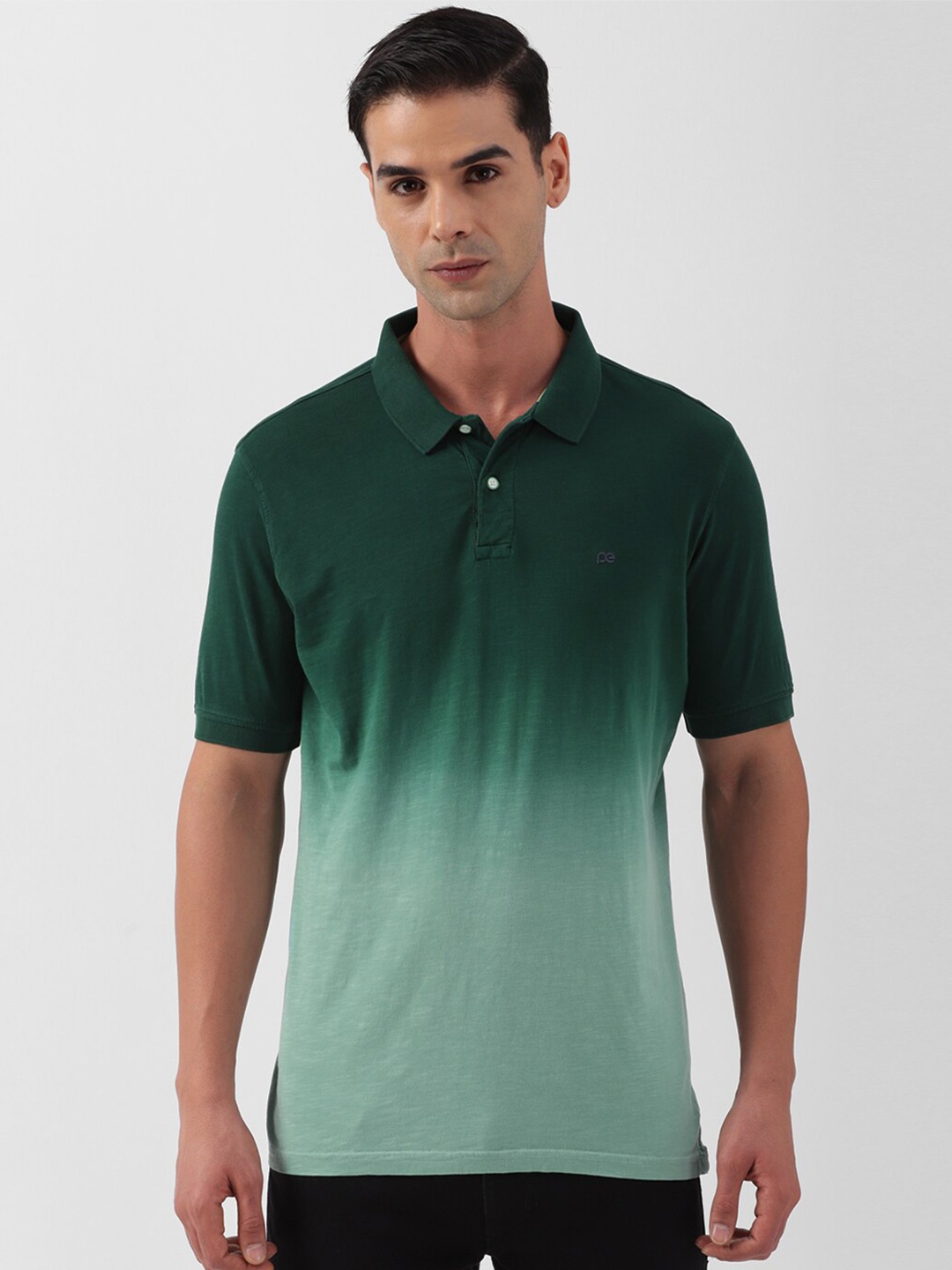 

Peter England Casuals Dyed Polo Collar Cotton Applique T-shirt, Green