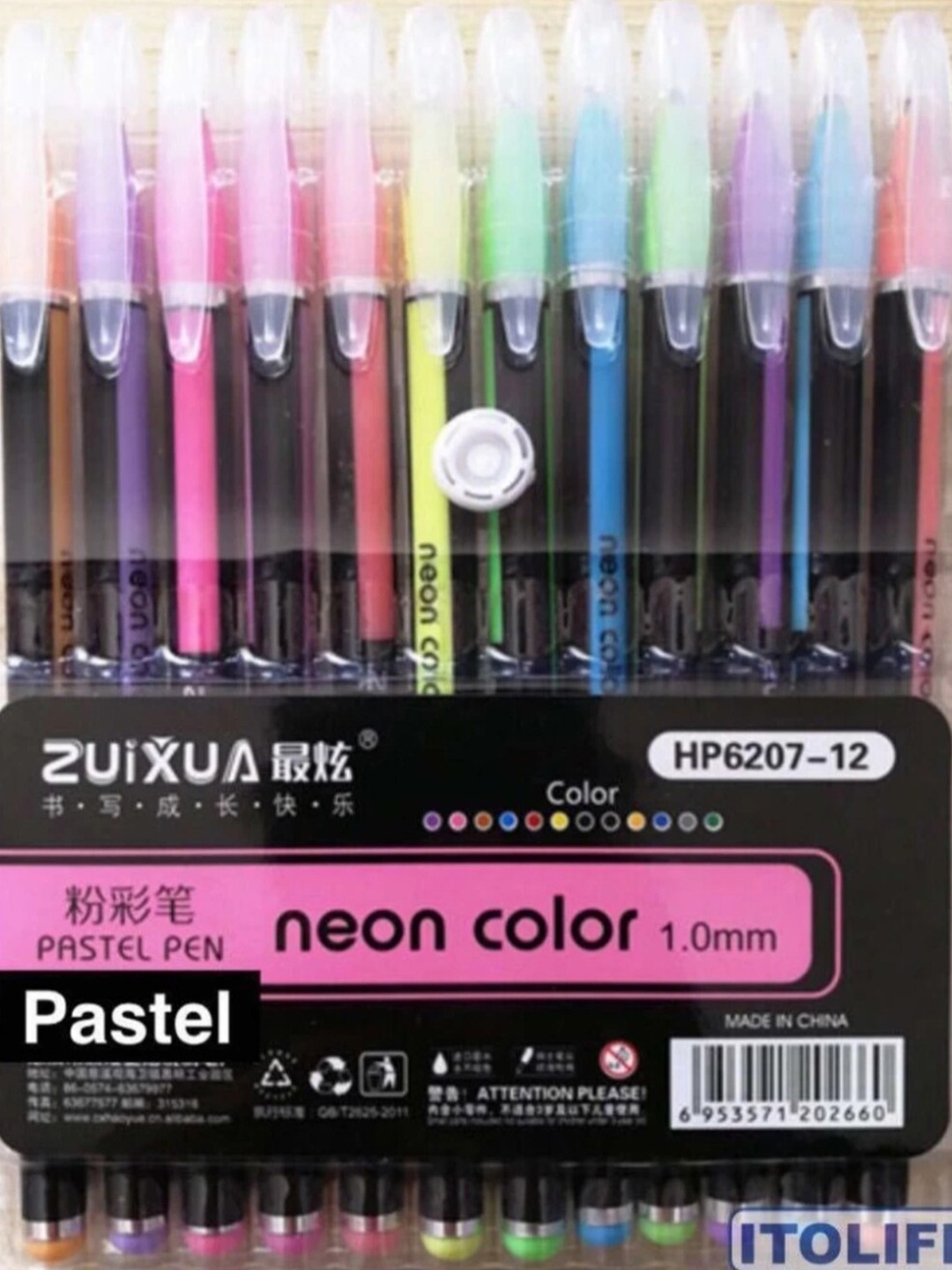

FEELHIGH Kids Set Of 12 Gel Coloring Pens, Pink