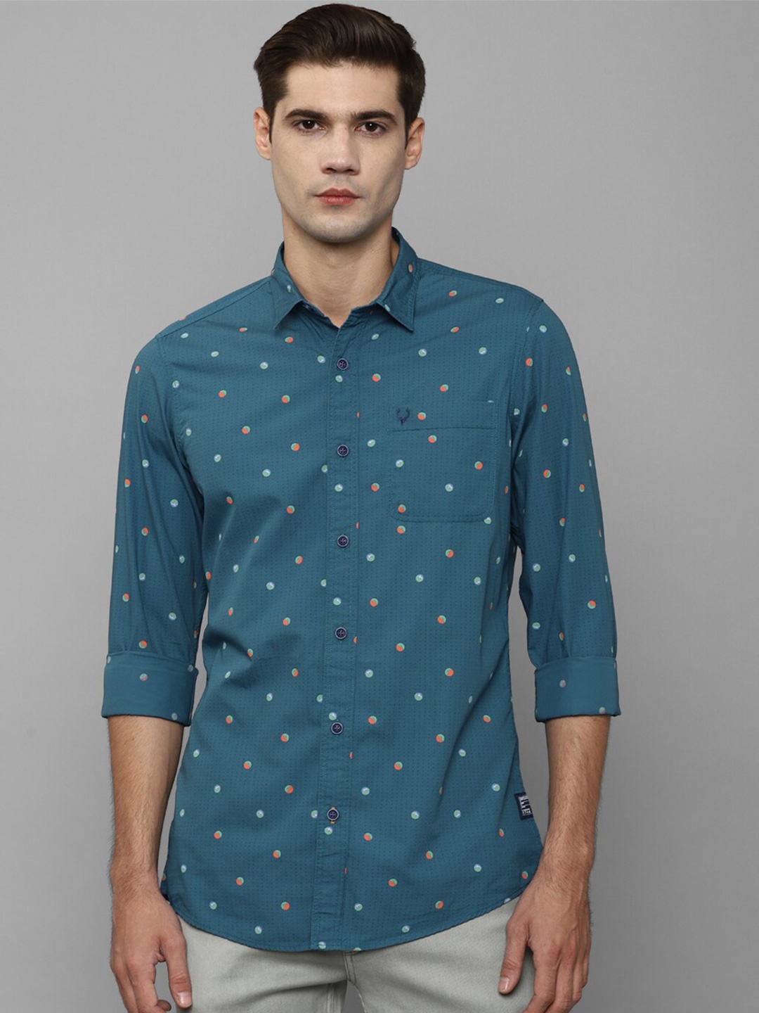 

Allen Solly Polka Dots Printed Casual Shirt, Navy blue