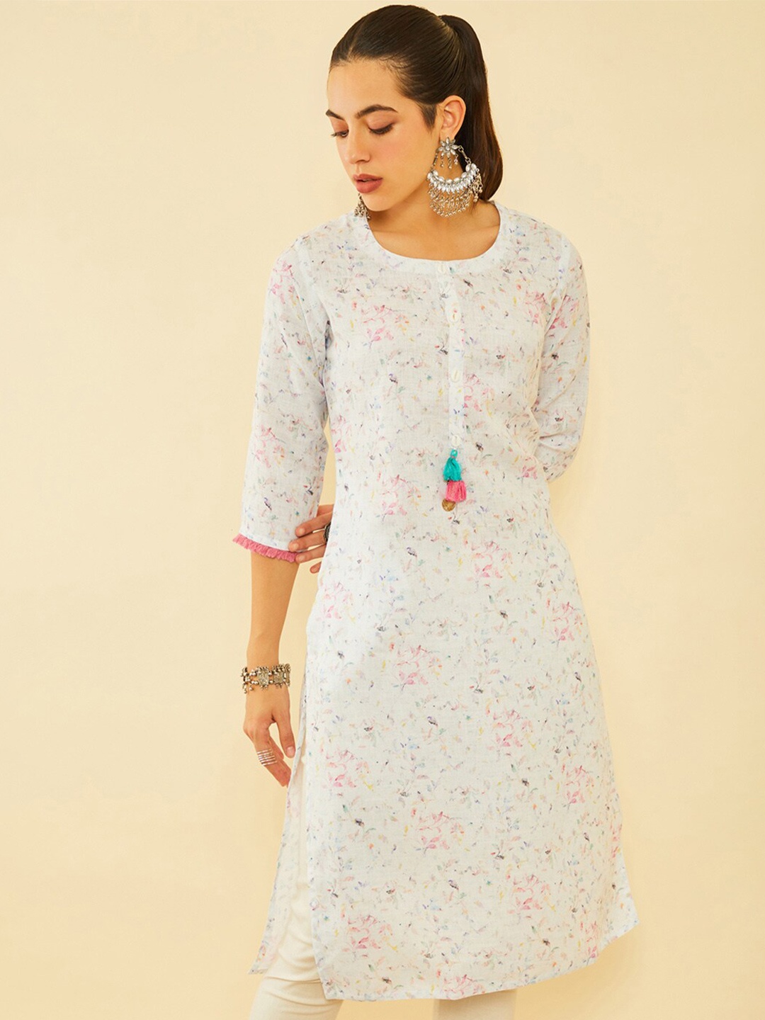 

Soch Abstract Printed Straight Kurta, White