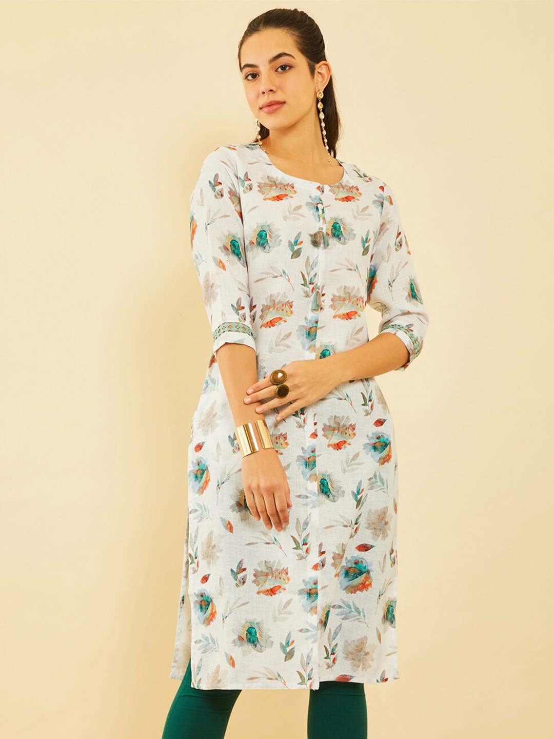 

Soch Floral Printed Straight Kurta, White