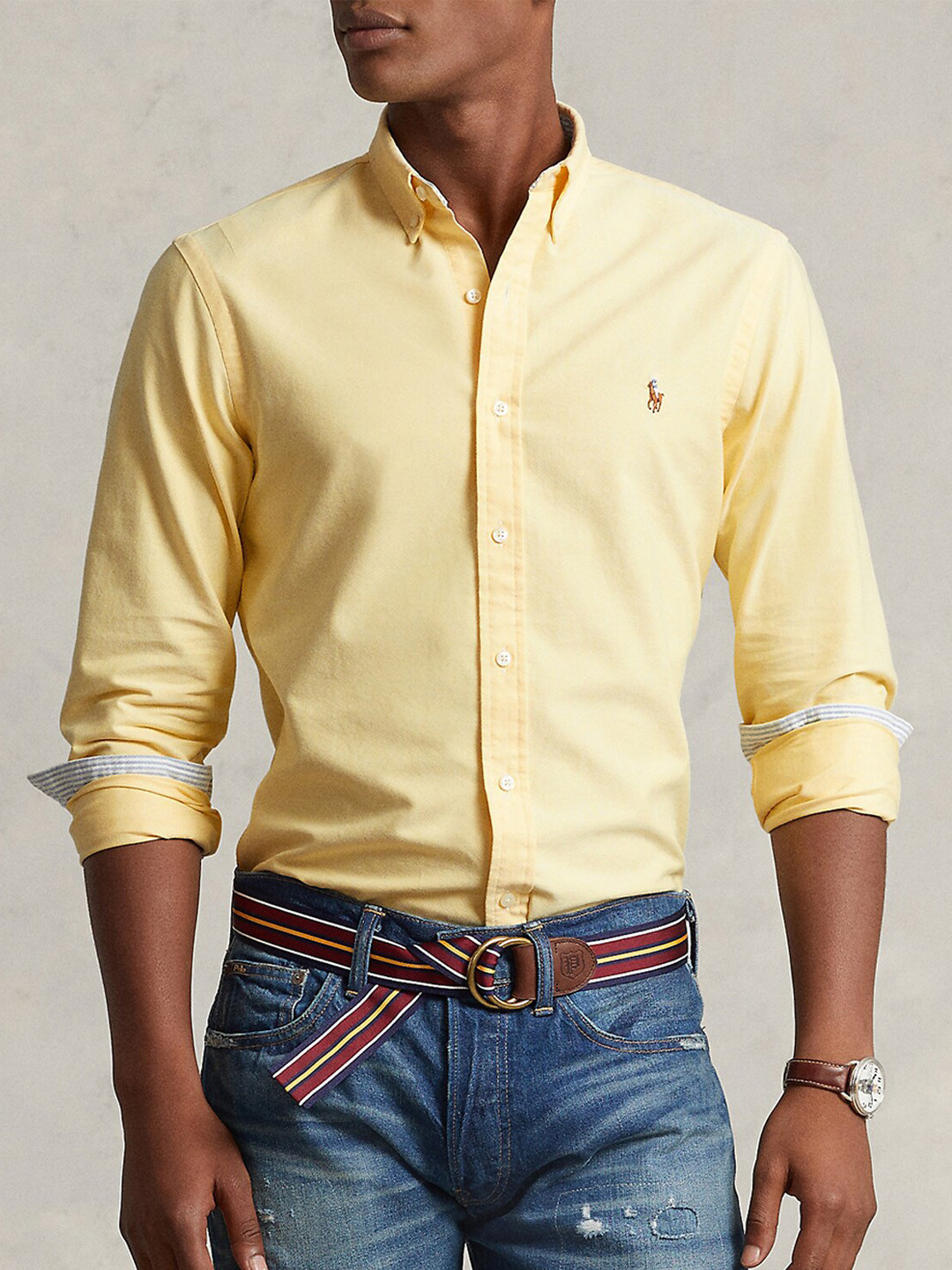 

Polo Ralph Lauren Button Down Collar Custom Fit Oxford Cotton Shirt, Yellow